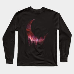 Galaxy moon dripping / melting (red galaxy) - universe / cosmos / space - gift idea Long Sleeve T-Shirt
